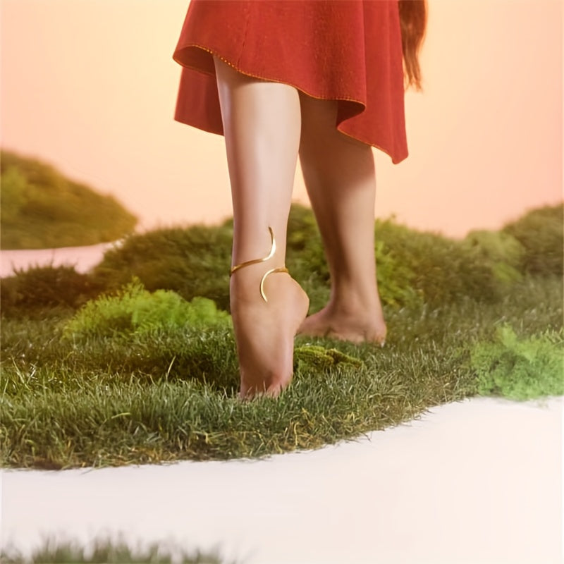 1pc set for women with twisted lines, ankle loops, retro elegant style, unique minimalist design, fashionable and exquisite, versatile for daily use, suitable for banquets, vacations, parties, and Thanksgiving gifts for famil